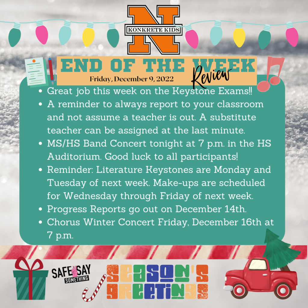 NAHS End of the Week Review December 9, 2022